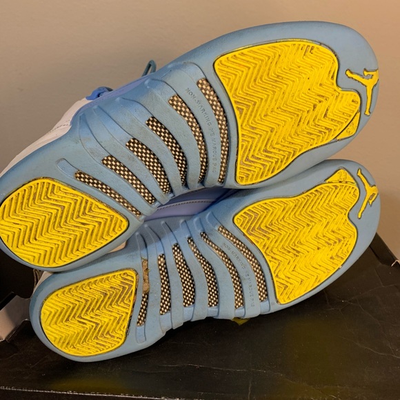 Nike Air Jordan 12 University Blue UNC Emoji GS Size 6Y / Womens 7.5 Sneakers - Picture 10 of 11